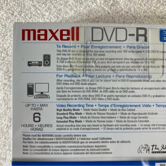Vintage Maxell DVD-R Write Once Single Sided 4.7GB 120 Min 5 Pack Blank Discs - Picture 6 of 10